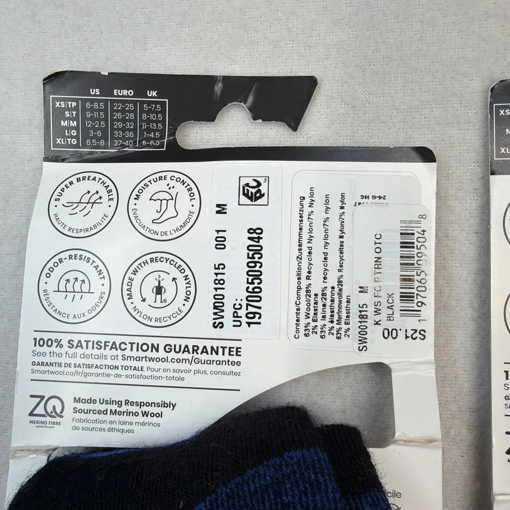 2 pair Smartwool Kids Wintersport Full Cushion Over The Calf Merino Socks Medium